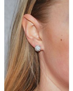 Sparkling Silver Earrings, 10mm