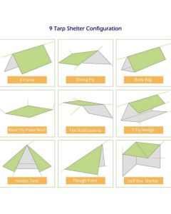 Camping Waterproof Tarpaulin Portable Ripstop Rain Tarp Sunshade for Hiking Picnic, 300 x 290cm