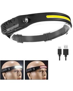 LED Headlamp USB Rechargeable 500 Lumen COB Motion Sensor IPX4 Waterproof for Running Camping Fishing Hunting