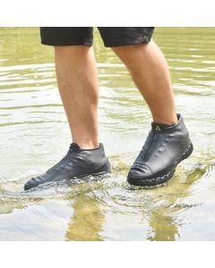 Waterproof Shoe Covers, Reusable Silicone Shoe Covers with Non Slip Reinforced Sole for Rainy and Snowy Days for Men, Women Black L