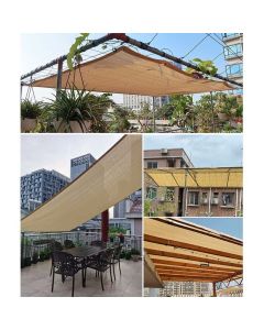 Rectangular Shade Net, Outdoor Lightweight Shade Cloth for Awning Pool Garage, Shade Cloth with Heavy Duty Grommets, Beige, 3 x 7m