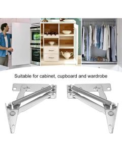 2 Pieces 90 Degree Closet Door Spring Hinge, Carbon Steel Lift up Spring Hinge for Supporting Furniture Doors