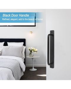 2 Pieces Black Aluminum Alloy Sliding Door Handles with 4 Screws for Barn Door Wardrobe Closet, 148mm
