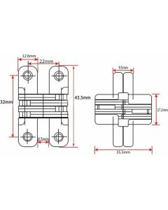 Furniture Hinge6 Pieces Folding Hidden Hinge Cross Hinges, Invisible Hinge Closure, Arched Cabinet Hinges