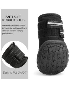 4 Pack Protective Dog Boots, Waterproof Dog Shoes for Medium and Large Dogs Black 1