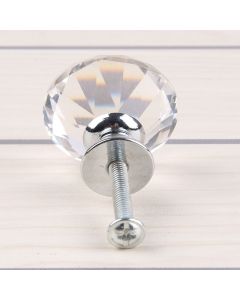 10 Pieces Glass Cupboard Knobs Crystal Diamond Shape Pull Handle for Drawers Dresser Wardrobe Kitchen Cupboards, 30mm