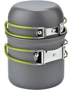 Camping Cookware Pot, Portable Outdoor Hiking Picnic Cooking Pot Set with Foldable Handles for Campfire Backpacking