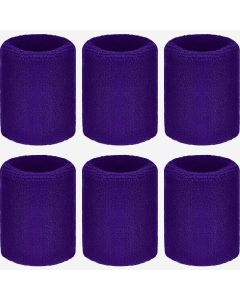 6 Piece Purple Sweatbands Wristbands for Football Basketball Running Athletic Sports