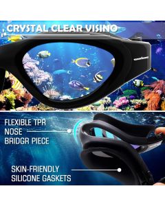 Swimming Goggles for Adults, Anti Fog UV Protection No Leaking Open Water Swim Goggles with Clear Vision, Easy to Adjust for Men Women Teenagers, Black