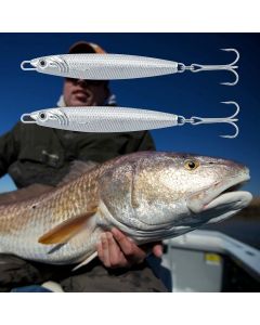 5pcs Sea Fishing Lures Silver Minnow Spoon Jigs with Treble Hooks, Saltwater Fishing Tackle for Mackerel Cod Bass Pike