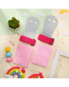4Pcs Gymnastics Hand Grips with Pink Wristbands, Sweatbands for Girls Youth Kids Gym Sports Equipment