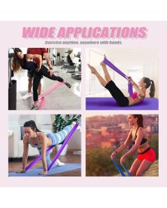 3Pcs Resistance Bands, Elastic Exercise Pilates Bands with 3 Resistance Levels for Yoga, Strength Training, Stretching, Pink, Purple, Blue