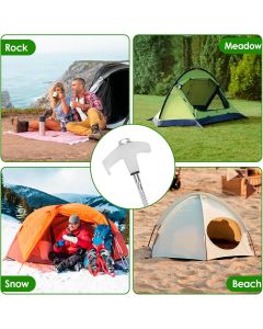 20PCS Glow in the Dark Tent Pegs, Heavy Duty Camping Awning Pegs with Hex Head Adapter, Pull Hook and Storage Case for Camping Garden, 8 Inch