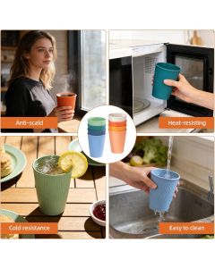 8 Pcs Reusable Plastic Drinking Cups for Kids and Adults, Lightweight Durable Dishwasher Safe for Kitchen and Outdoor Use, 350 ML