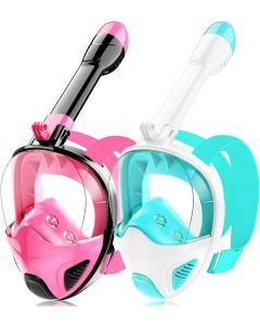Full Face Snorkel Mask for Adults, 180 Degree Panoramic View Snorkeling Set with Detachable Camera Mount, Anti-Fog Anti-Leak for Men and Women