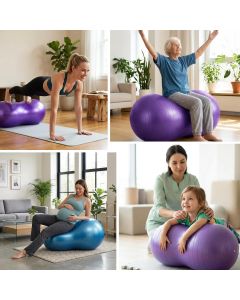 Peanut Ball for Kids Therapy, Anti-Burst Exercise Ball with Pump for Yoga Fitness Pregnancy Birth Physical Training, for Children Women Men, Purple, 90x45cm