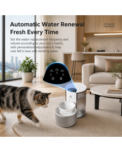 White Smart Pet Water Dispenser 3L Cordless Cat Water Fountain No Filter Required, Rechargeable Wireless Pet Drinking Fountain with Clean & Waste Water Separation, Tilt-to-Refresh Bowl, 2000mAh Battery for Cats & Small Dogs