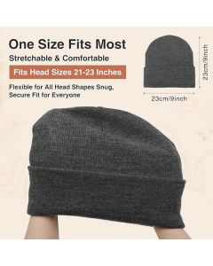 Hat - Knitted hat - Winter hat - Warm hat - Hat with satin lining - warm winter hat - knitted winter hat with fold-over brim - silk lining - soft knitted hat - warm and comfortable - for men and women - grey