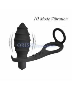 House Of Dasein Anal Vibrator Cock Ring Testicle Male Prostate Massager - Black - Model G