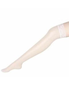 House Of Dasein Thigh High Lace Top Fishnet Stockings Sexy Lingerie Erotic Hosiery - White