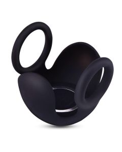 House Of Dasein Black Stretchy Cock 10 Speeds Testicle Vibrator Rechargeable Penis Rings - Black