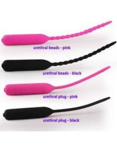 House Of Dasein Black Pink Silicone Urethral Sound Beaded Penis Plug Vibrator - Pink - Beads