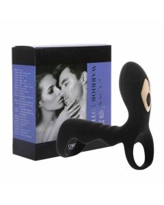 House Of Dasein Double Cock Clitoral Vibrator 10 Speeds Vibrating Penis Ring Couples - Black