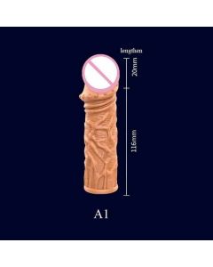 House Of Dasein Reusable Penis Sleeve Cock Extender Enlarger Hollow Dildo Vibrator - A1