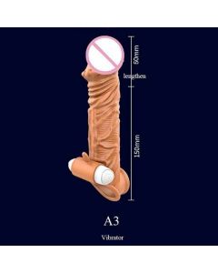 House Of Dasein Reusable Penis Sleeve Cock Extender Enlarger Hollow Dildo Vibrator - A3