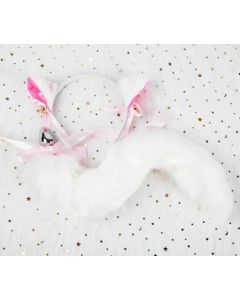 House Of Dasein Black White Cute Kitten Ears Faux Fox Tail Ana Butt Plug Cosplay Bdsm - White - M - Headband