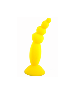 House Of Dasein Colourful Silicone Butt Plug Beads Suction Cup Anal Trainer Beginners - Yellow - Style C