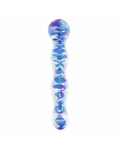 House Of Dasein Crystal Glass Dildo Long Butt Plug Waterproof Colourful Anal Beads - Blue