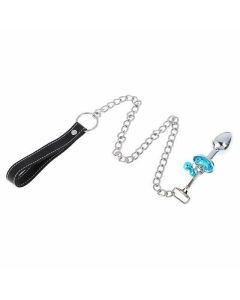 House Of Dasein Small Metal Butt Rhinestone Leash Stainless Steel Anal Plug Bdsm Restraints - Blue