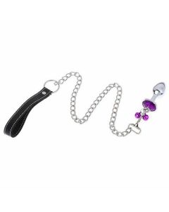 House Of Dasein Small Metal Butt Rhinestone Leash Stainless Steel Anal Plug Bdsm Restraints - Purple