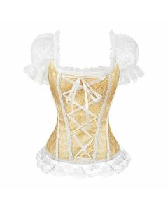 House Of Dasein Sexy Pink Lace Short Sleeve Corset Top Style Corselet - Yellow - Xxl