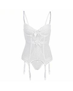 House Of Dasein Sheer Bustier Garter Belt Purple Red White Blue Black Sexy Lingerie Women - White - Xxxl
