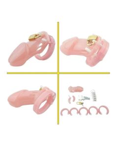 House Of Dasein Plastic Male Chastity Locking Cock Cage Bondage Kink Fetish Restraints - Pink - Long