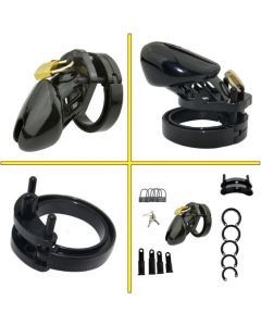 House Of Dasein Plastic Male Chastity Locking Cock Cage Bondage Kink Fetish Restraints - Black - Short