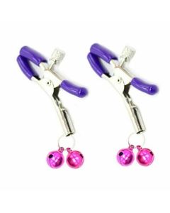 House Of Dasein Pink Double Bells Nipple Clamps Bondage Restraints Bdsm Kink Fetish - Purple