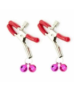 House Of Dasein Pink Double Bells Nipple Clamps Bondage Restraints Bdsm Kink Fetish - Red