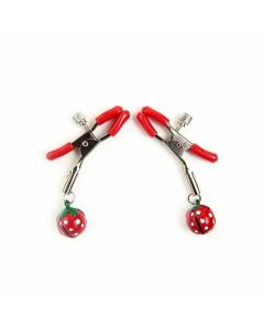 House Of Dasein Cute Red Strawberry Bells Nipple Clamps Breast Clips Bdsm Kink - Red