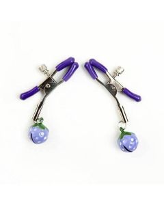 House Of Dasein Cute Red Strawberry Bells Nipple Clamps Breast Clips Bdsm Kink - Purple