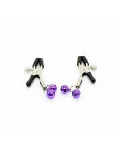 House Of Dasein Metal Double Bell Nipple Clamps Clitoris Clips Bdsm Bondage Restraints Kink - Purple - Bell Clips