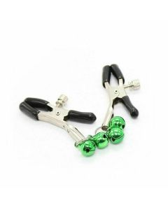 House Of Dasein Metal Double Bell Nipple Clamps Clitoris Clips Bdsm Bondage Restraints Kink - Green - Bell Clips