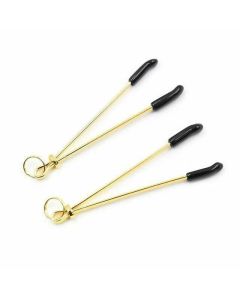 House Of Dasein Metal Double Bell Nipple Clamps Clitoris Clips Bdsm Bondage Restraints Kink - Gold - Tweezer Clips