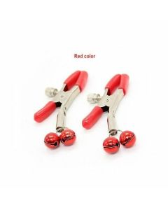 House Of Dasein Metal Double Bell Nipple Clamps Clitoris Clips Bdsm Bondage Restraints Kink - Red - Bell Clips