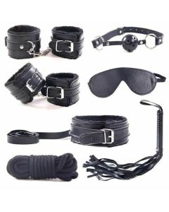 House Of Dasein Bondage Starter Kit Blindfold Gag Flogger Restraints - Black