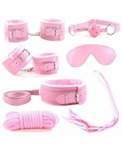 House Of Dasein Bondage Starter Kit Blindfold Gag Flogger Restraints - Pink