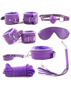 House Of Dasein Bondage Starter Kit Blindfold Gag Flogger Restraints - Purple