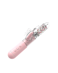 House Of Dasein Butterfly Rabbit Vibrator Telescopic Thrusting Rotating Beads Clit Stimulator - Pink